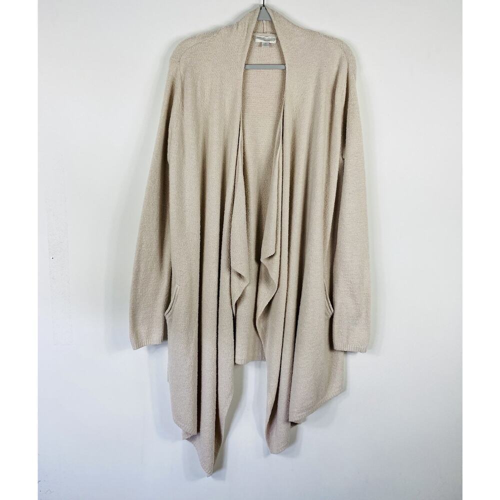 Barefoot Dreams Cardigan Sweater Large XL Tan Stone CozyChic Lite Island Wrap